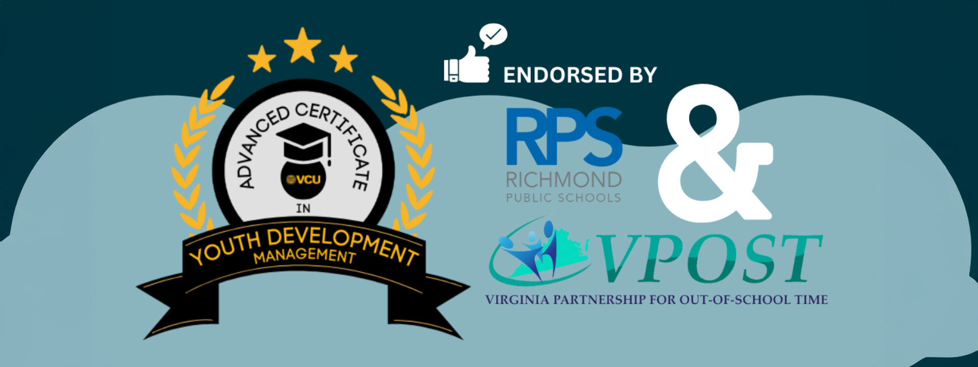 Graphic promoting the Advanced Certificate in Youth Development Management at VCU